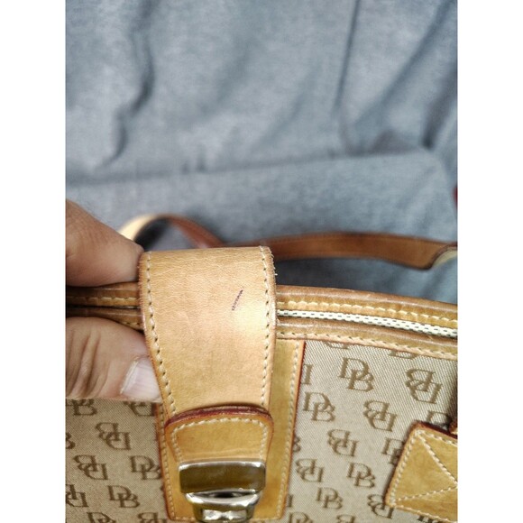 Dooney & Bourke Vintage Brown Monogram Tote Shoulder Bag Purse Leather Canvas - Picture 8 of 10